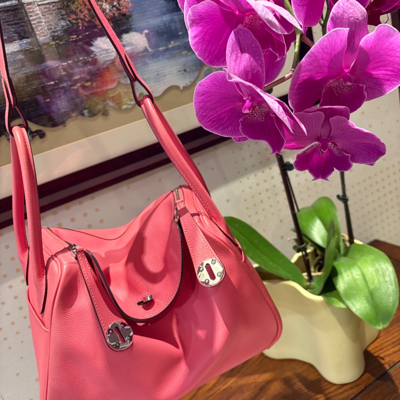 愛馬仕Hermes lindy26 唇膏粉 銀扣 c刻 26*18*14 肩帶長約42-4