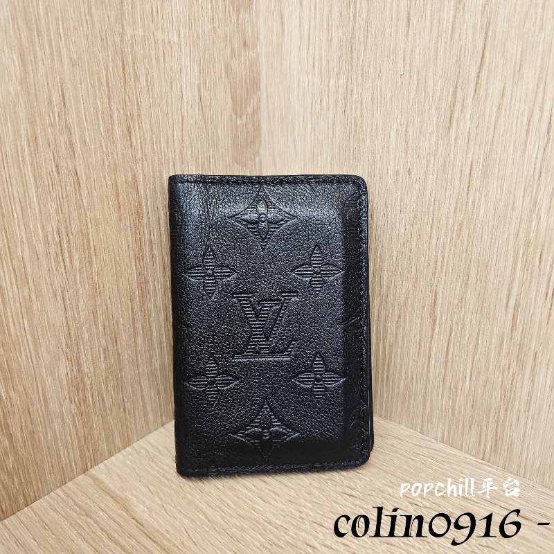 [甜價出清❣️] LV黑牛皮壓紋5卡交叉卡夾-0