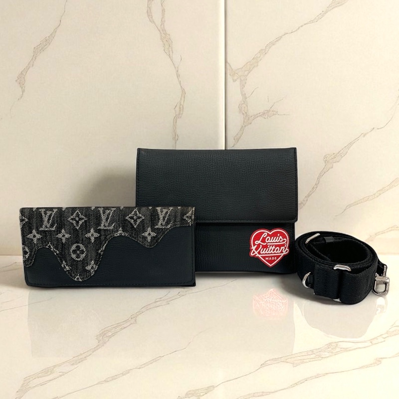 莉亞精品♡LV M81013 三合一 聯名 Nigo 黑牛仔拼布 近新閒置品-0