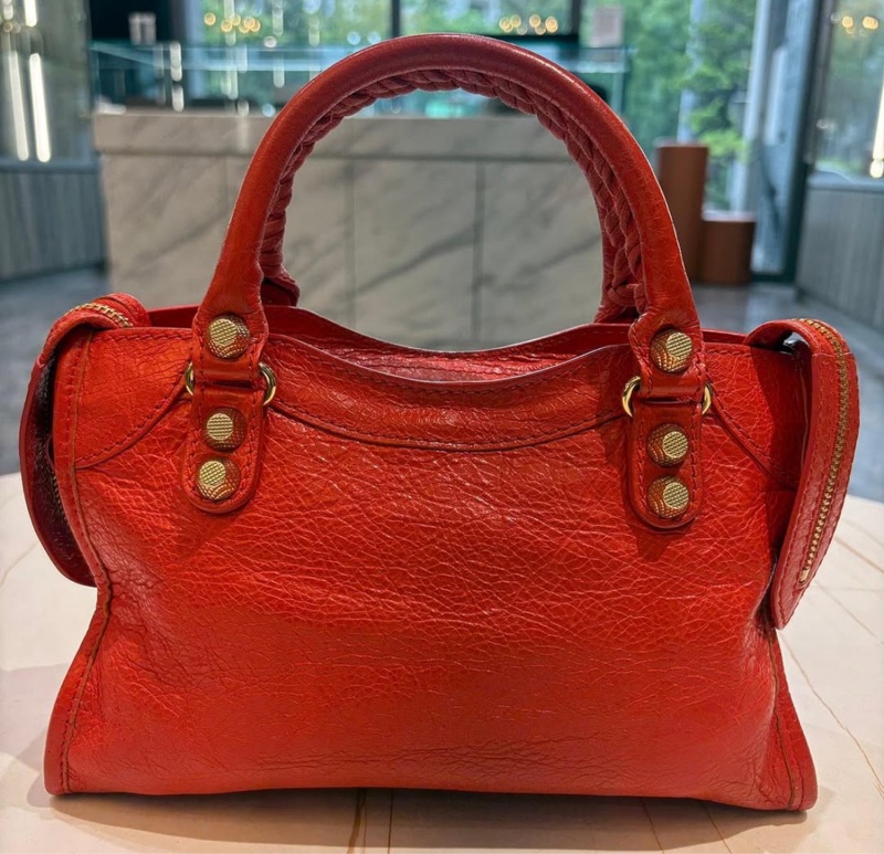*SHIHNA名牌精品*BALENCIAGA ETER KE Giant Mini City金釦機車包（迷你-橘紅色）-5