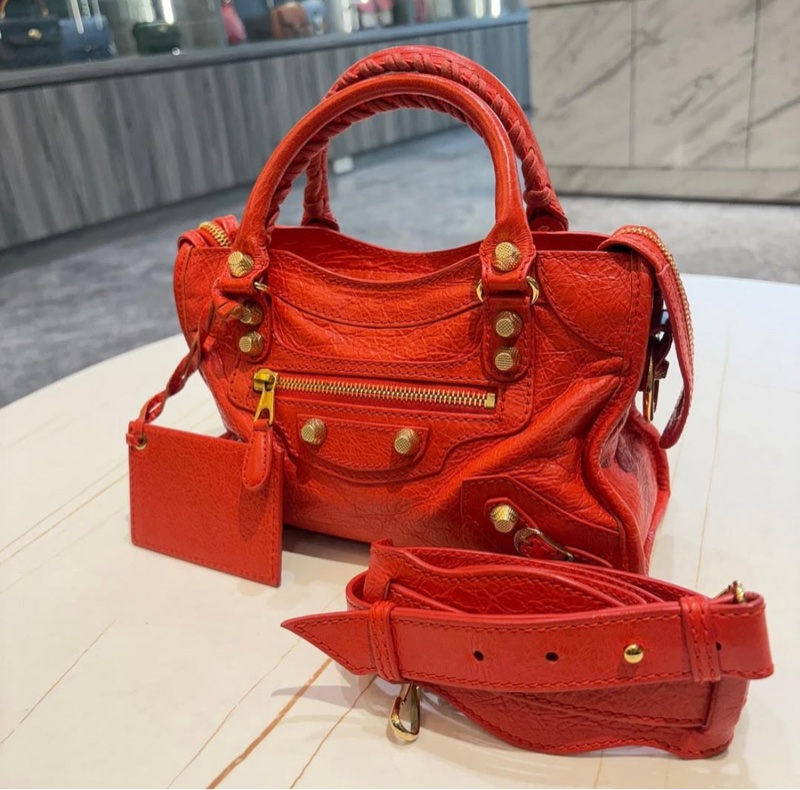 *SHIHNA名牌精品*BALENCIAGA ETER KE Giant Mini City金釦機車包（迷你-橘紅色）-7
