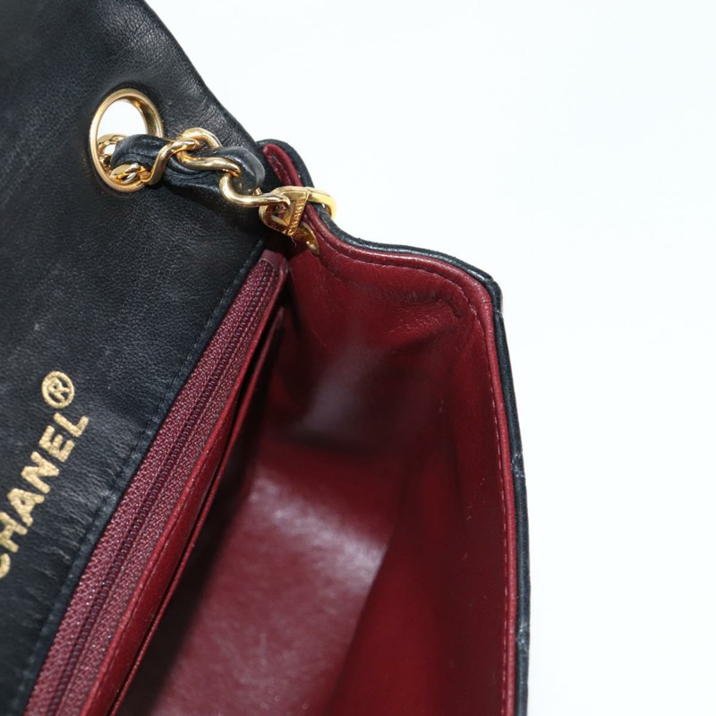 【日本直送】香奈兒 Matelasse 鏈條單肩包 小羊皮 黑金 CC 正品 PP682V-20