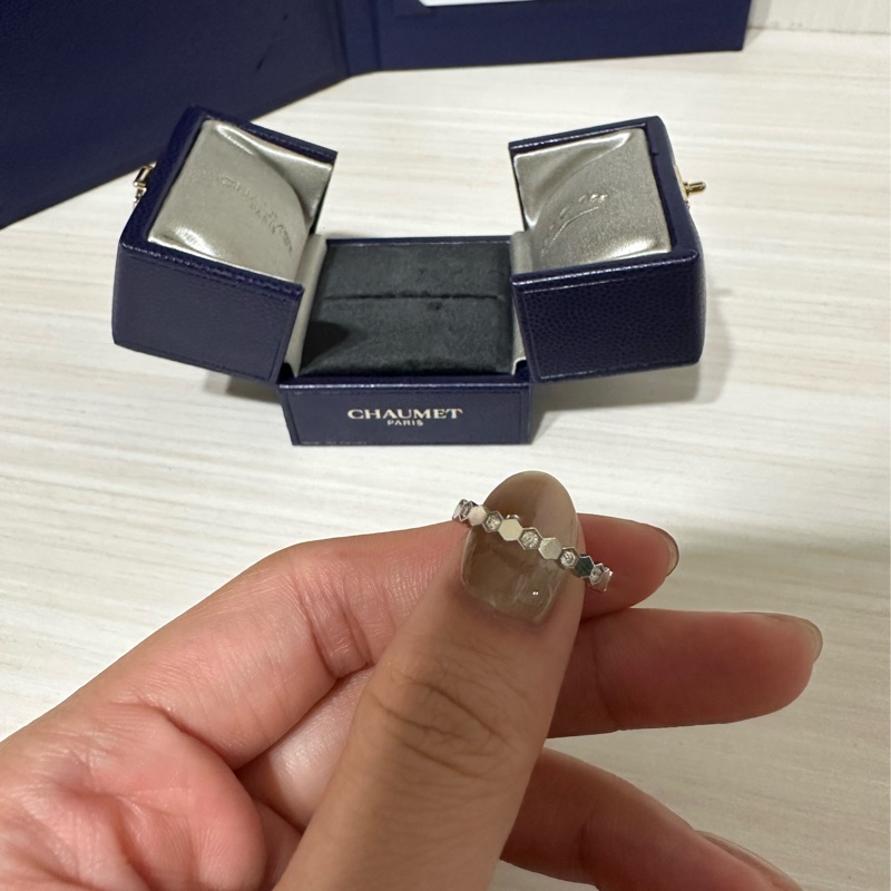 Chaumet bee my love 戒指 鑽石 半鑽 50號 白金色-4