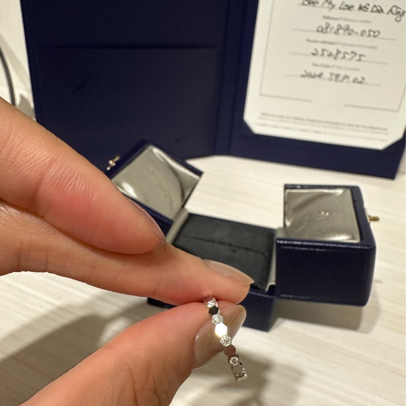 Chaumet bee my love 戒指 鑽石 半鑽 50號 白金色-16