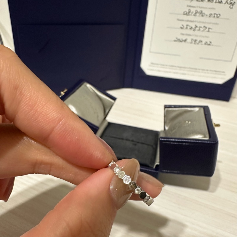 Chaumet bee my love 戒指 鑽石 半鑽 50號 白金色-20
