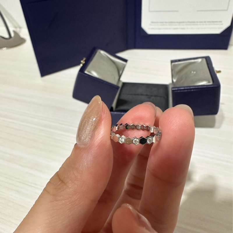 Chaumet bee my love 戒指 鑽石 半鑽 50號 白金色-21