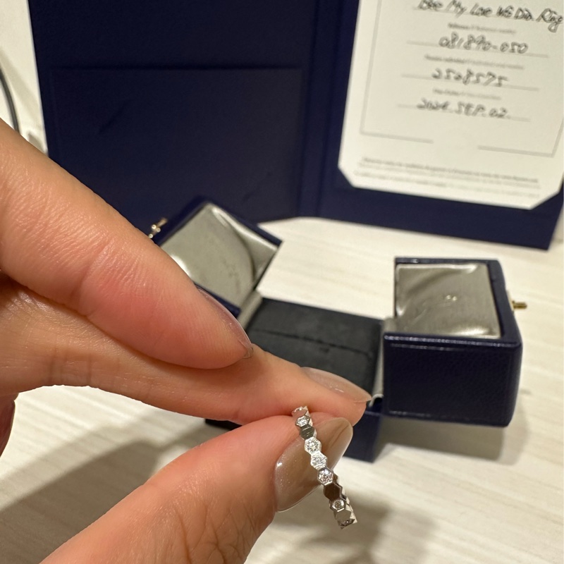 Chaumet bee my love 戒指 鑽石 半鑽 50號 白金色-28
