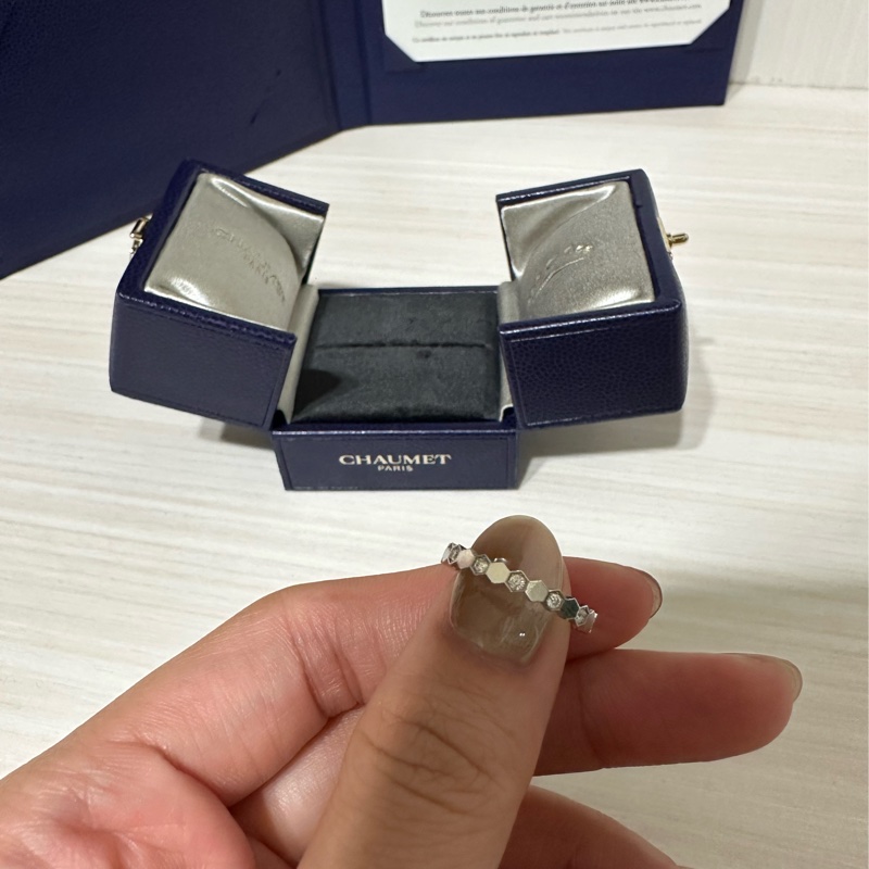 Chaumet bee my love 戒指 鑽石 半鑽 50號 白金色-36
