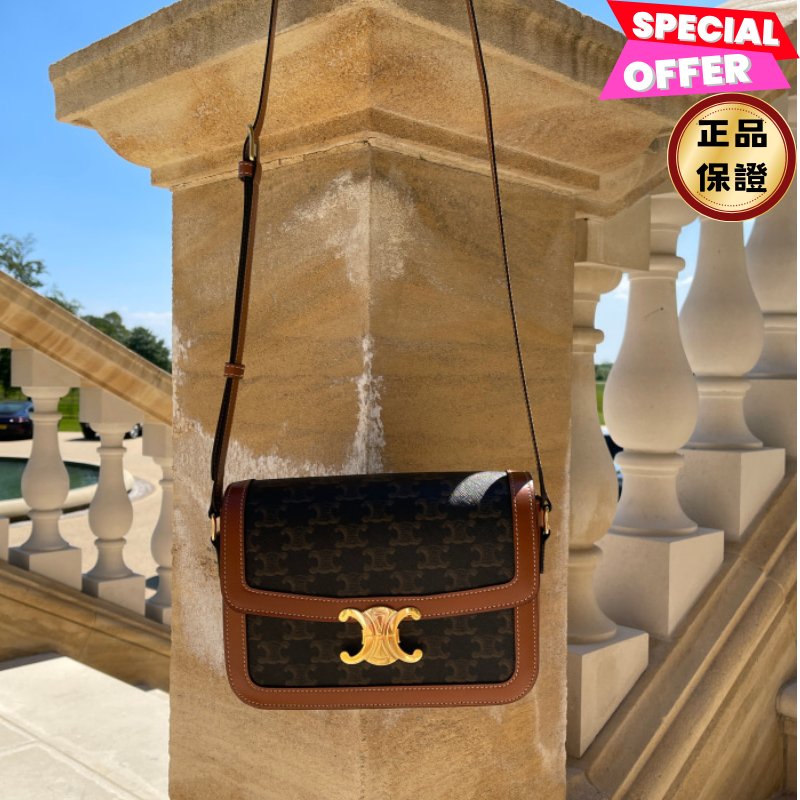 🎉新品好折扣✨Celine 191242 老花中型 Triomphe 凱旋門包-0