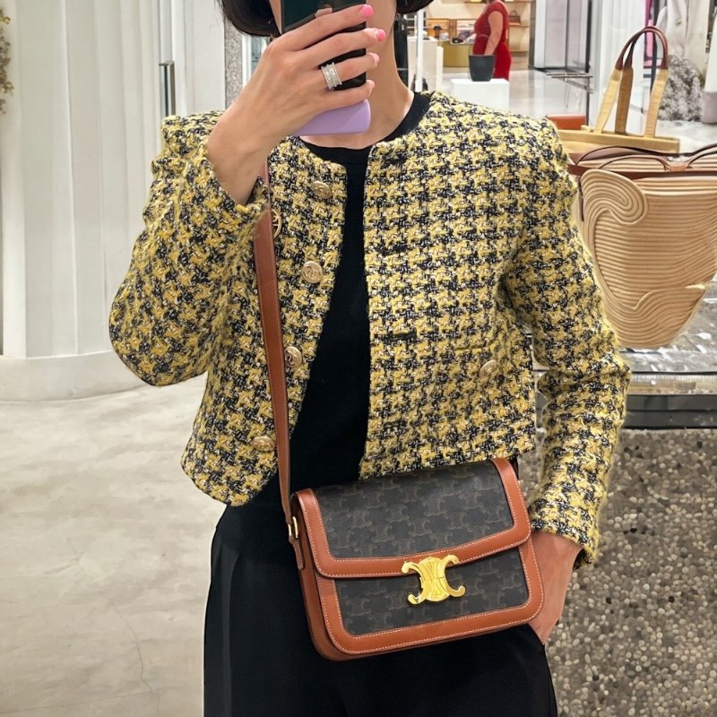🎉新品好折扣✨Celine 191242 老花中型 Triomphe 凱旋門包-11