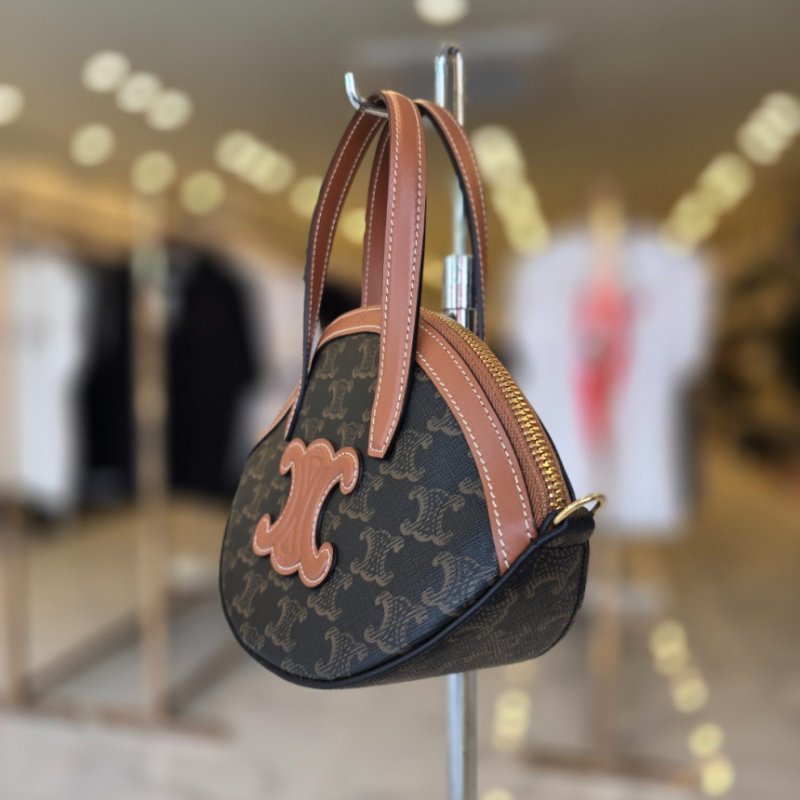 🎉新品好折扣✨Celine 122262 老花凱旋門 Oval 橢圓包 棕褐色/付長肩帶-6