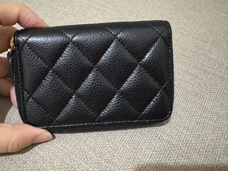 Chanel 香奈兒 荔枝牛皮金釦ㄇ字拉鍊 經典零錢包-4