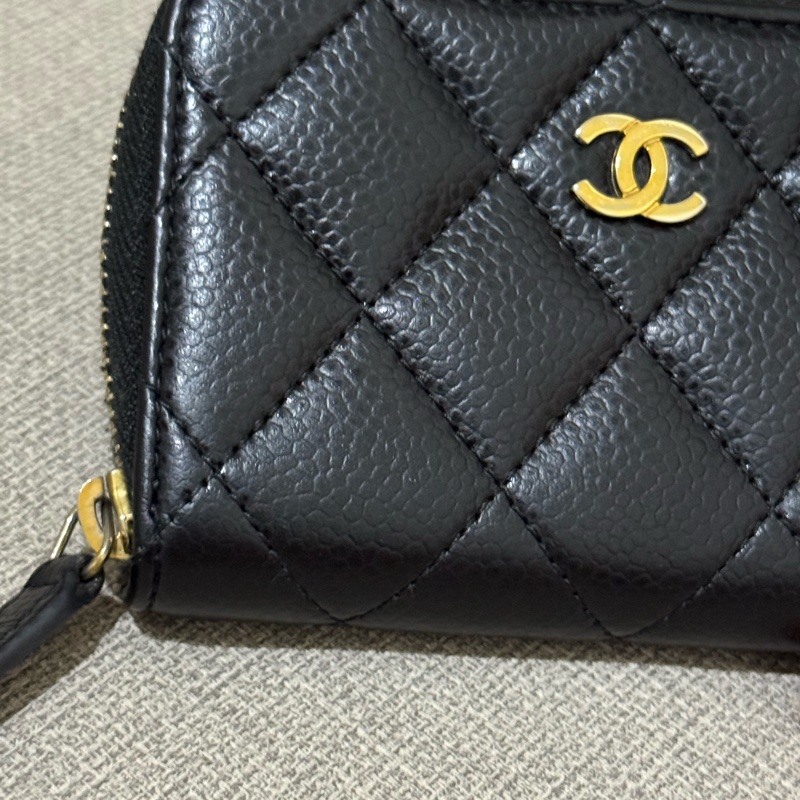 Chanel 香奈兒 荔枝牛皮金釦ㄇ字拉鍊 經典零錢包-24