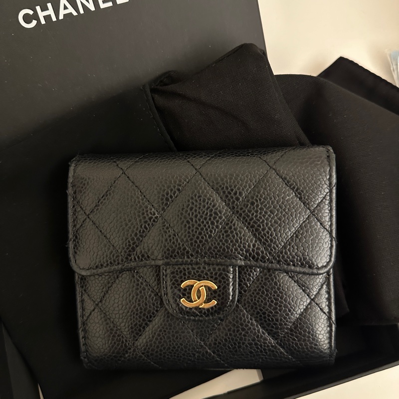 香奈兒荔枝三折短夾金扣💖-7