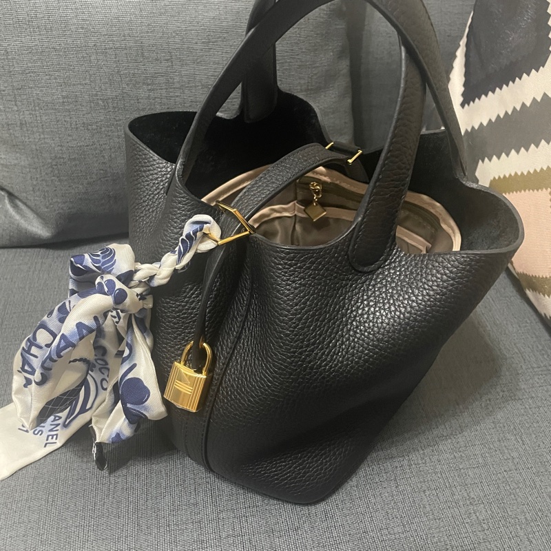 Hermes 愛馬仕百搭黑金picotin 18菜籃子 全新 送內袋-0