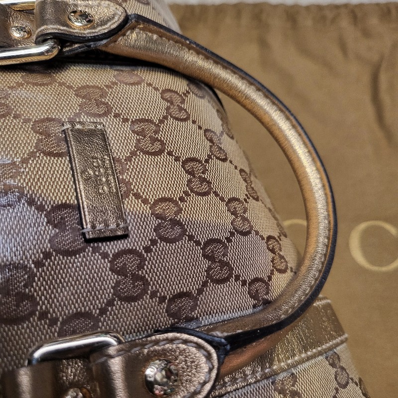 金色Gucci波士頓包通常採用經典的GG印花帆布（已售出）-5