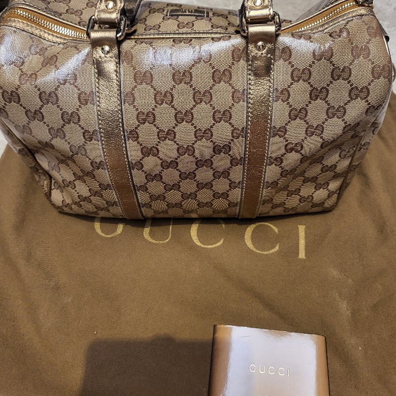 金色Gucci波士頓包通常採用經典的GG印花帆布（已售出）-9