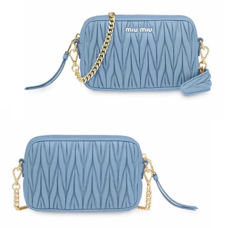 近全新MiuMiu水藍色相機包-8