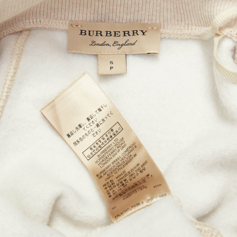BURBERRY stone beige off shoulder cotton blend V neck sweater S-8