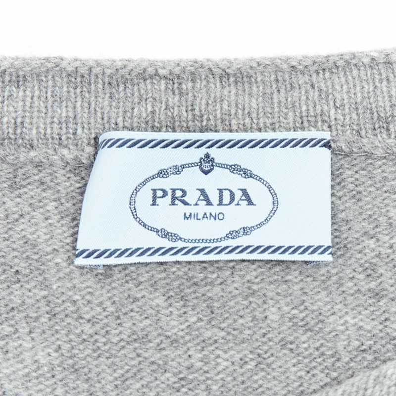 PRADA grey bateau neck panelled crop sleeves sweater-7