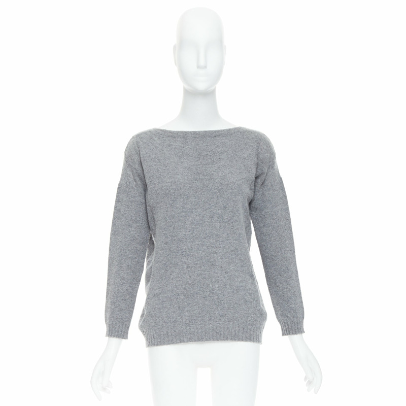 PRADA grey bateau neck panelled crop sleeves sweater-8