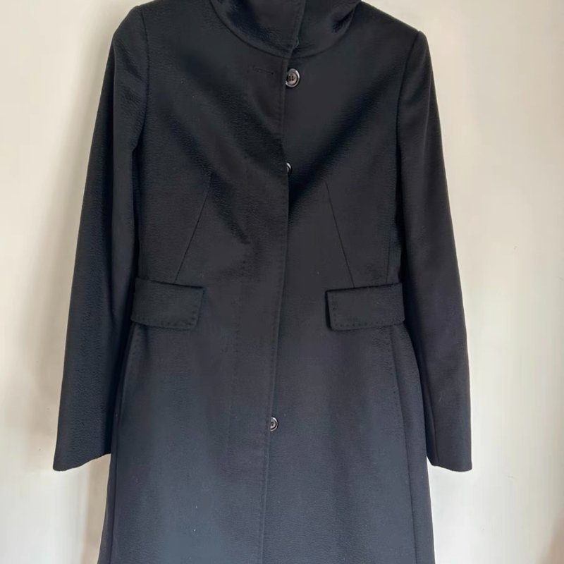 maxmara 黑色羊毛大衣外套 全新有吊牌34號胸圍94衣長86-1