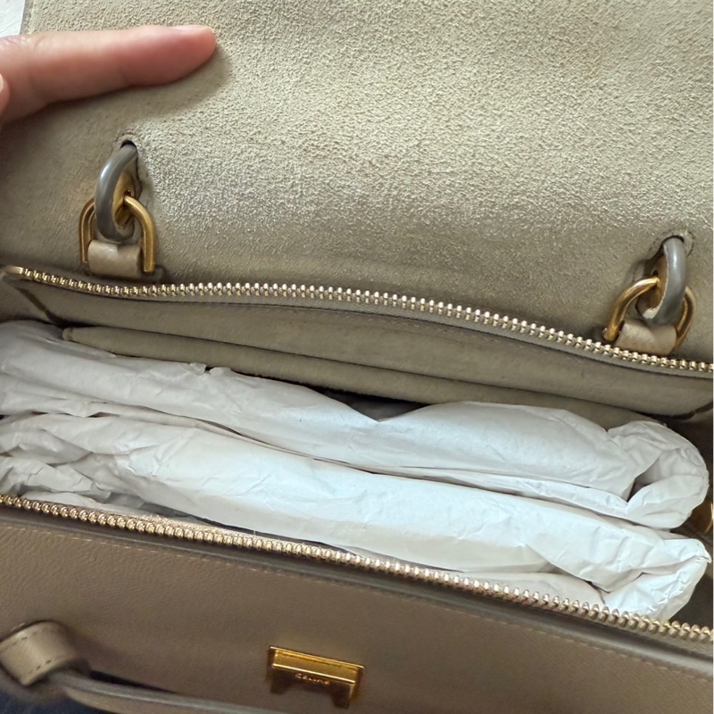 已售出 Celine belt mirco 奶茶色 手提肩背包-4