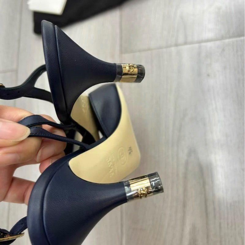Chanel slingback高跟涼鞋 全新 35.5號 配件如圖一-5