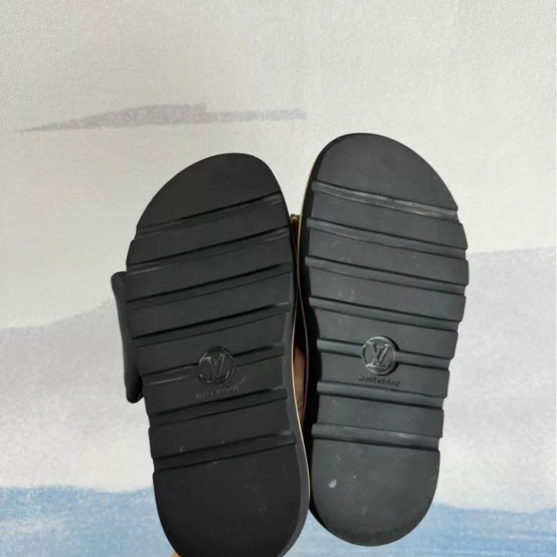 LV 咖啡色 老花 羽絨拖鞋37號 幾乎全新-3