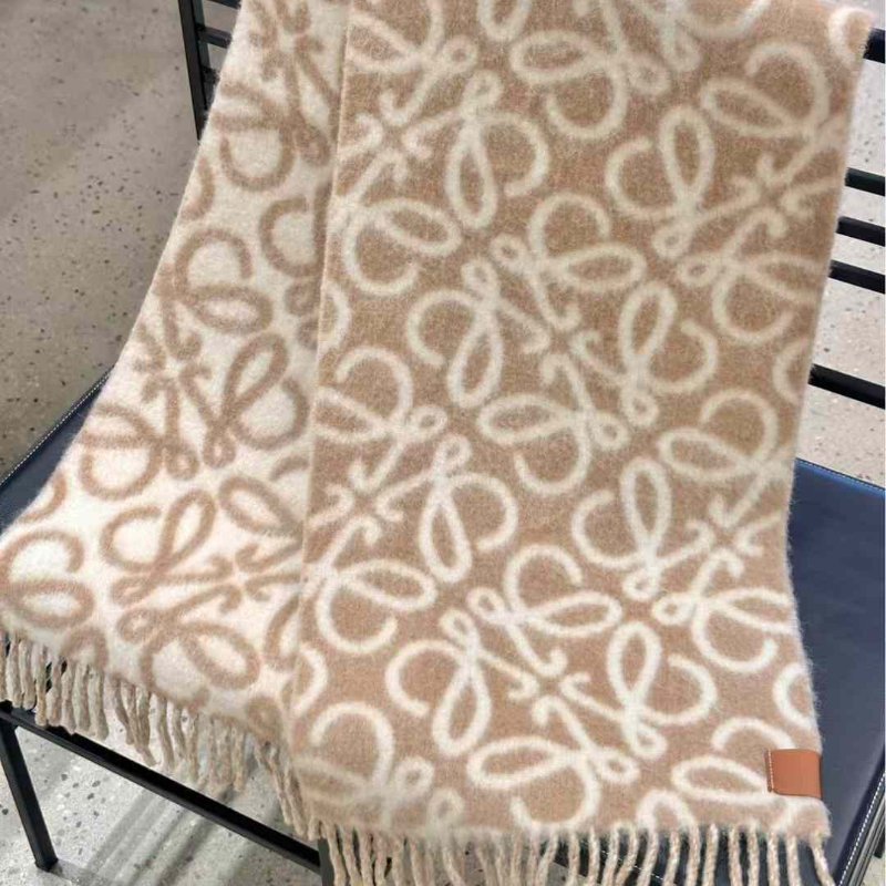 Loewe 米色 羊駝毛圍巾 全新-2