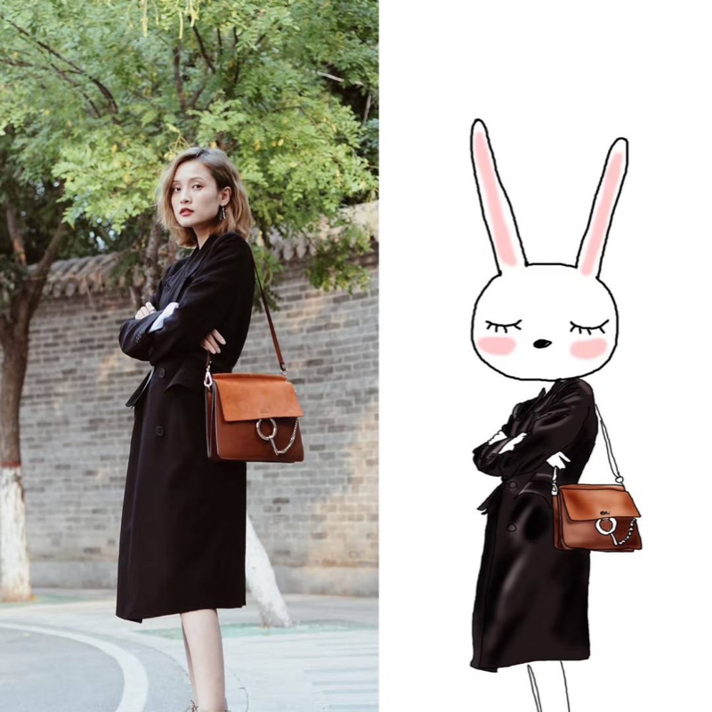 Chloe Faye 漆皮 橙色 漸變焦糖 風琴包 斜背包 肩背包 側背包 手提包-1