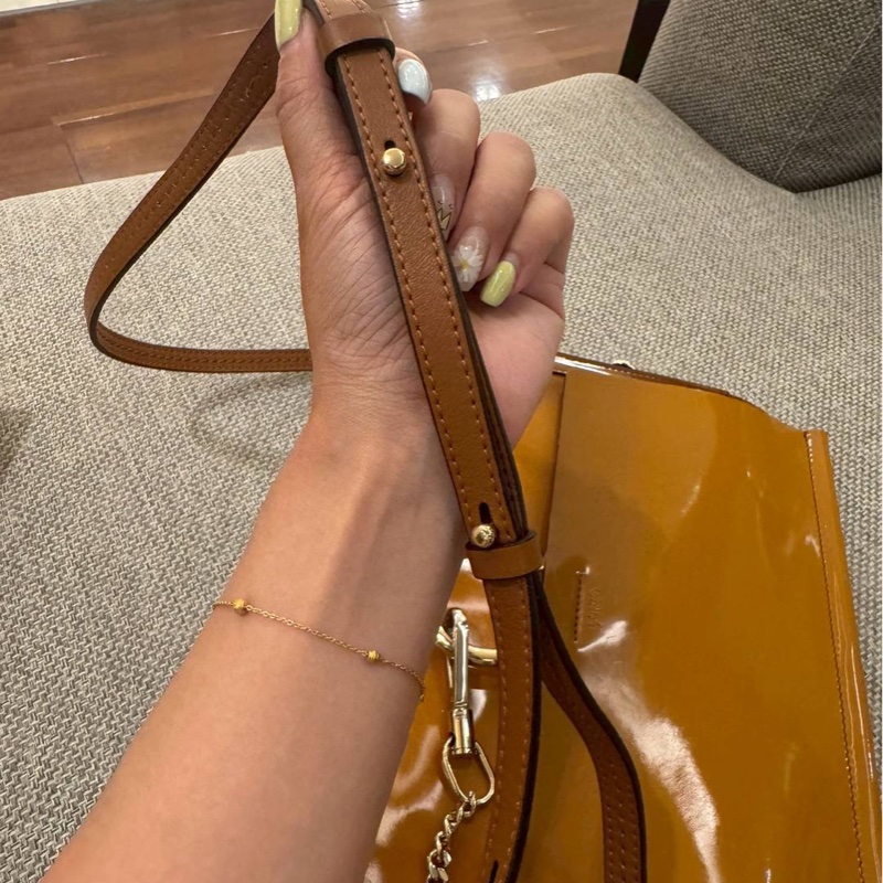 Chloe Faye 漆皮 橙色 漸變焦糖 風琴包 斜背包 肩背包 側背包 手提包-5