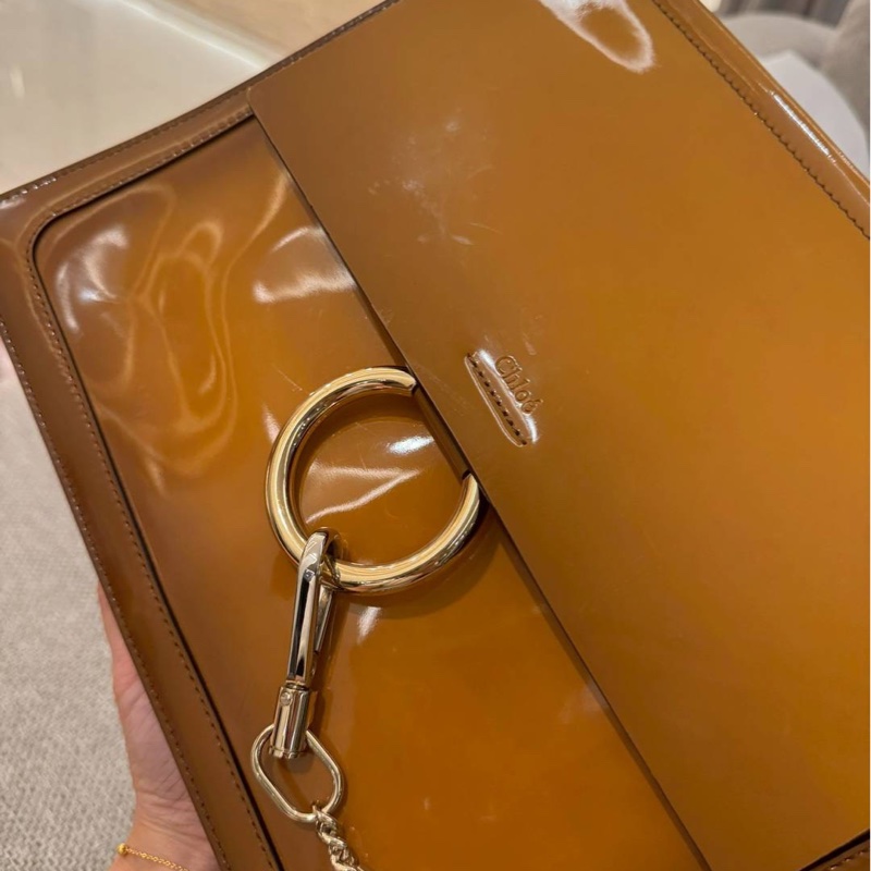 Chloe Faye 漆皮 橙色 漸變焦糖 風琴包 斜背包 肩背包 側背包 手提包-6