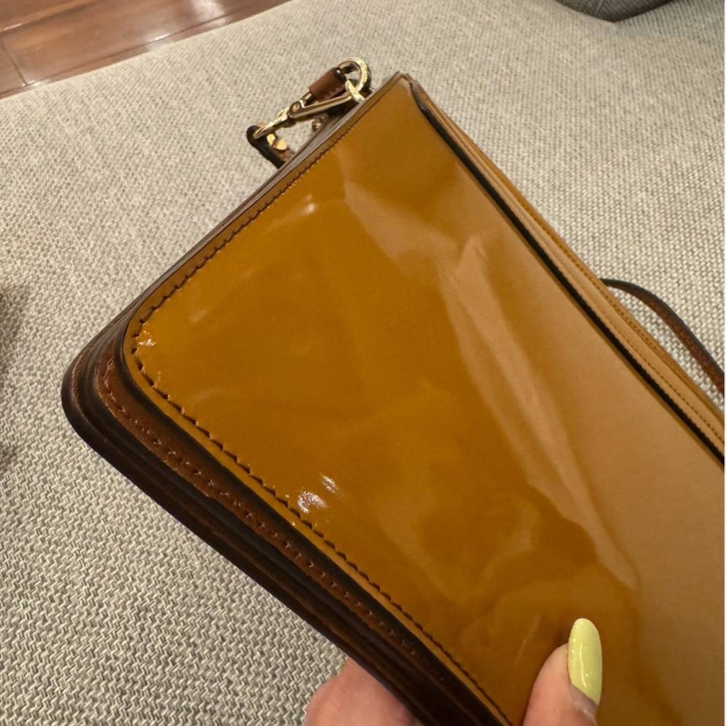 Chloe Faye 漆皮 橙色 漸變焦糖 風琴包 斜背包 肩背包 側背包 手提包-10