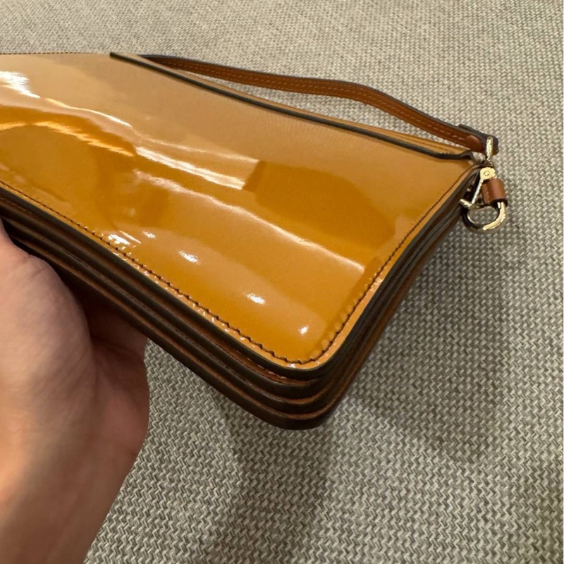 Chloe Faye 漆皮 橙色 漸變焦糖 風琴包 斜背包 肩背包 側背包 手提包-11