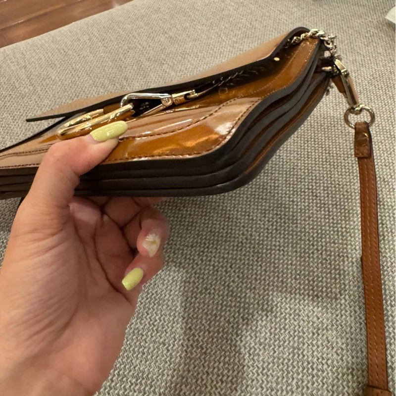 Chloe Faye 漆皮 橙色 漸變焦糖 風琴包 斜背包 肩背包 側背包 手提包-12