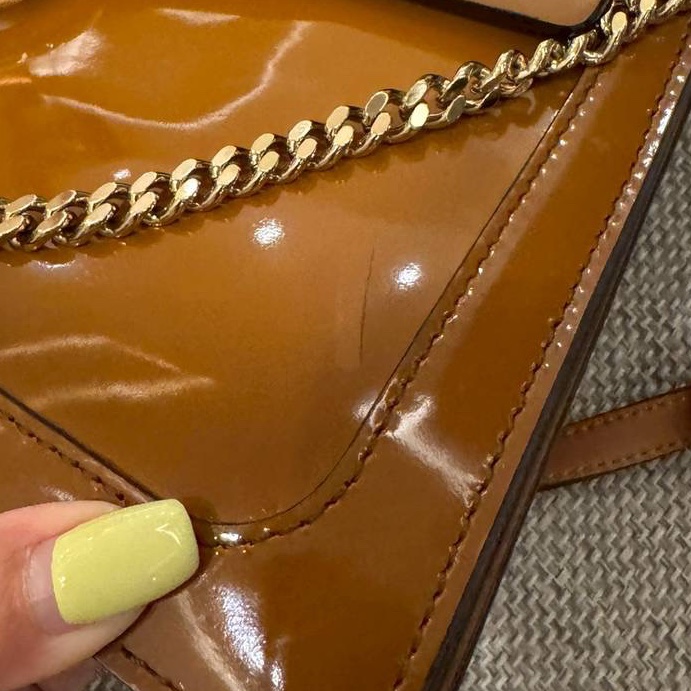 Chloe Faye 漆皮 橙色 漸變焦糖 風琴包 斜背包 肩背包 側背包 手提包-16