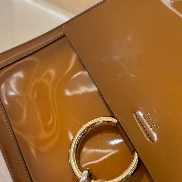 Chloe Faye 漆皮 橙色 漸變焦糖 風琴包 斜背包 肩背包 側背包 手提包-19