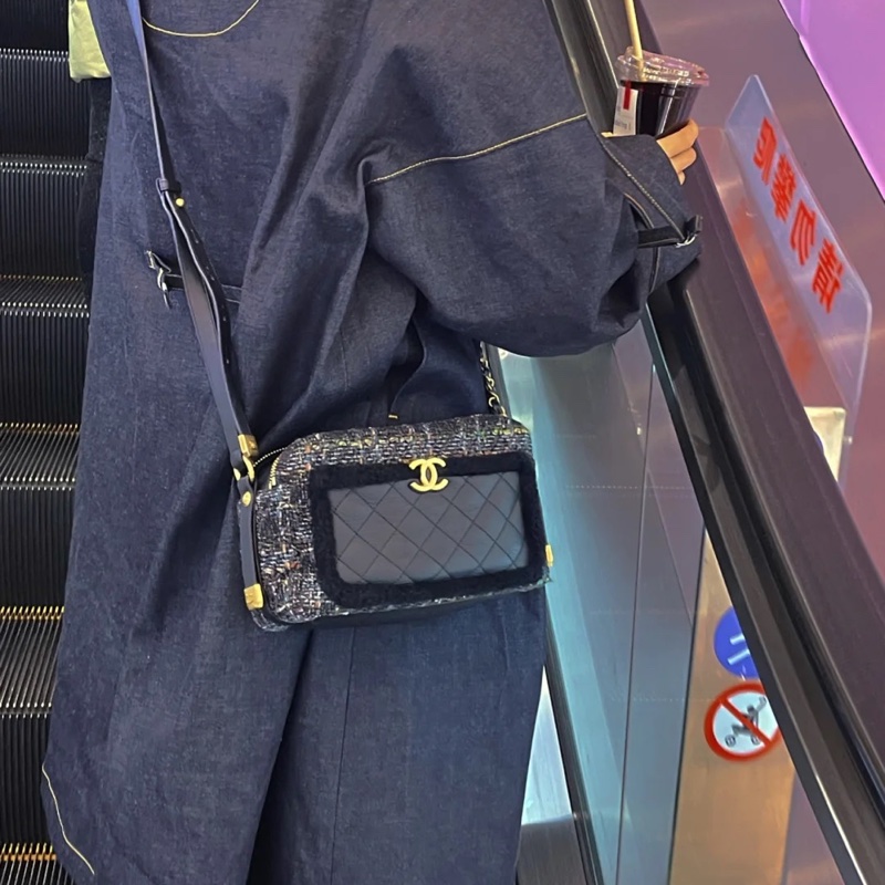 Chanel s刻相機包tweed bag-10
