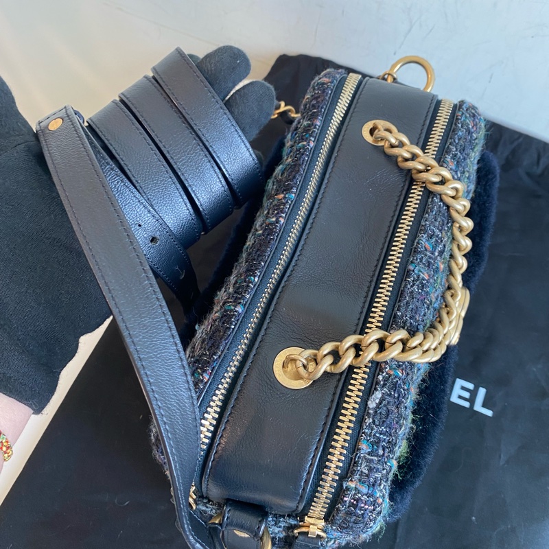 Chanel s刻相機包tweed bag-16