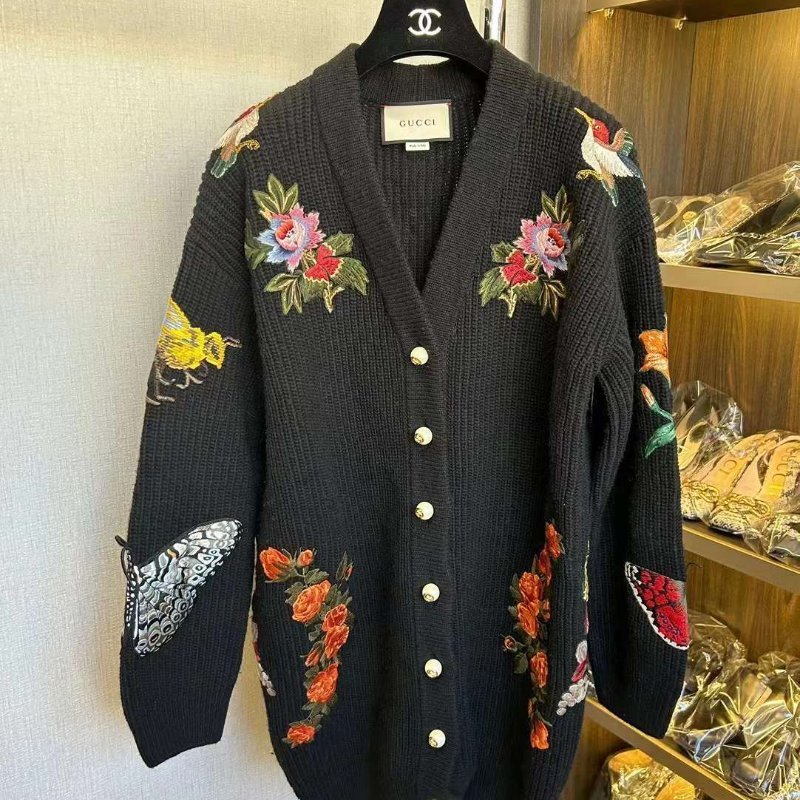 Gucci 刺繡珍珠扣外套 S號 寬鬆版 羊毛面料 原價近九萬-2