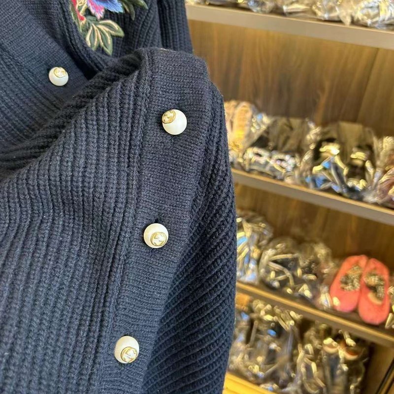 Gucci 刺繡珍珠扣外套 S號 寬鬆版 羊毛面料 原價近九萬-4