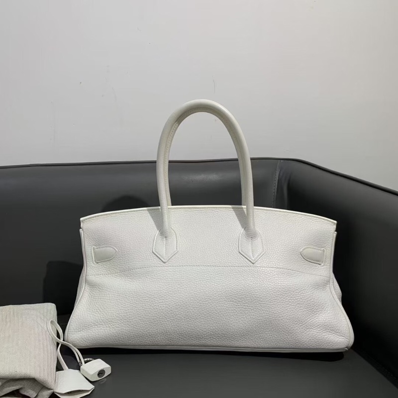 98新Hermes愛馬仕 shoulder birkin手提包純白色togo皮 框k刻 橫版鉑金包-1