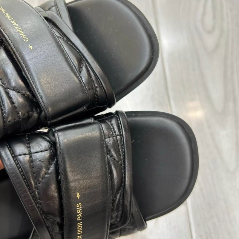 Dior 黑色羊皮高跟拖鞋 38號 穿兩次閒置 九成新-1