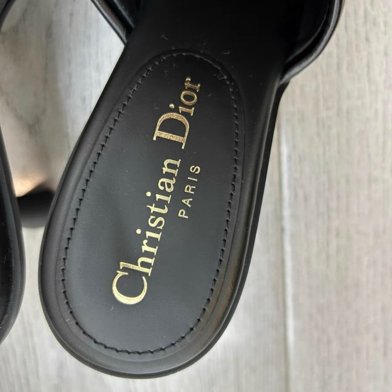 Dior 黑色羊皮高跟拖鞋 38號 穿兩次閒置 九成新-3