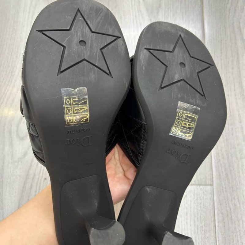 Dior 黑色羊皮高跟拖鞋 38號 穿兩次閒置 九成新-6