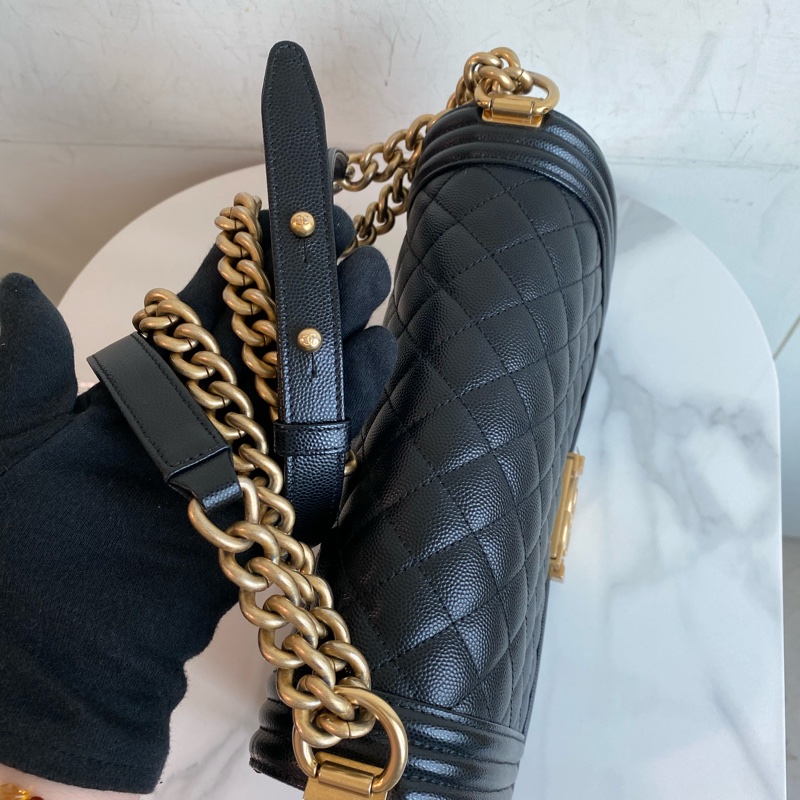 Chanel 黑金leboy 荔枝皮-18