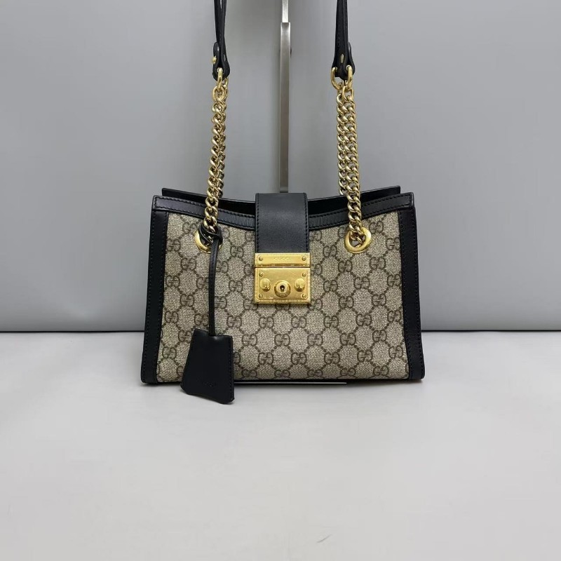 Gucci古馳Padlock小号老花黑色托特包肩背包-1
