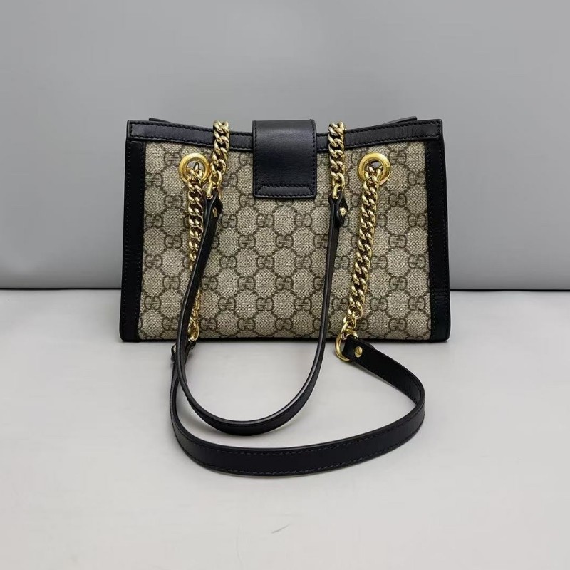 Gucci古馳Padlock小号老花黑色托特包肩背包-2