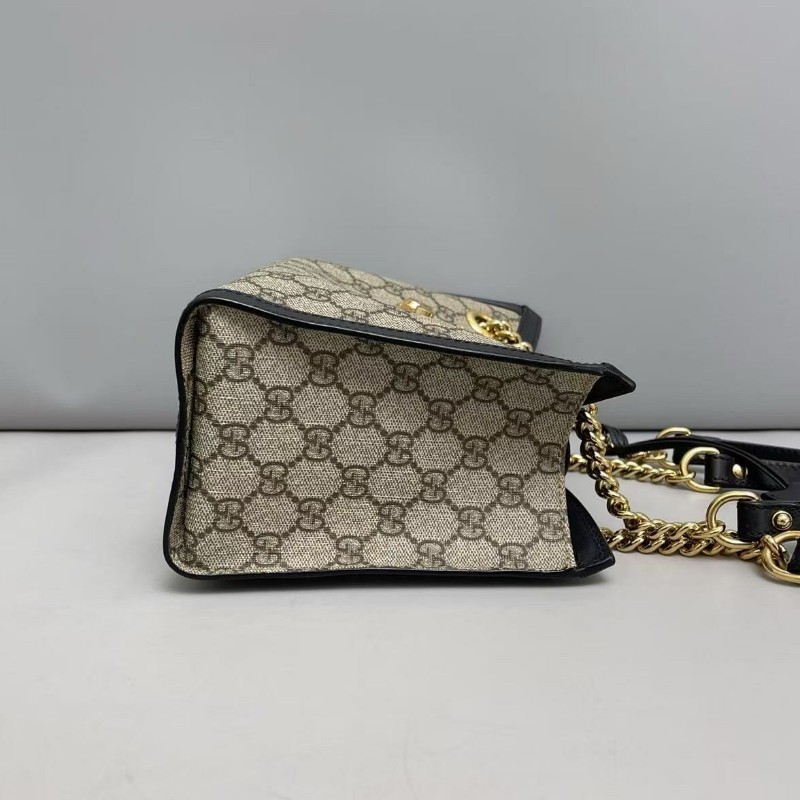 Gucci古馳Padlock小号老花黑色托特包肩背包-5